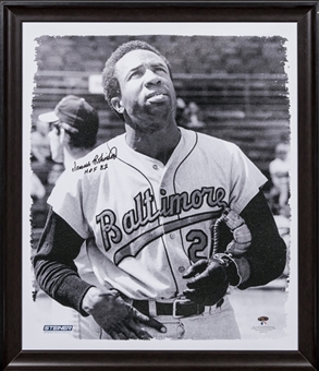 Frank Robinson Autographed and Inscribed 20x24 B&W Stretched Canvas (Steiner)